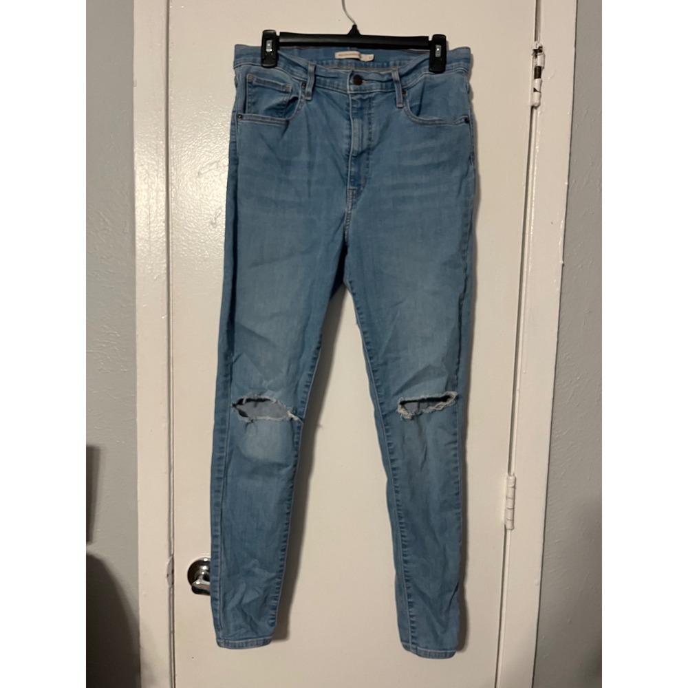 Levis Mile High Super Skinny Jeans 32 Light Wash Distressed Ripped 22791-0102